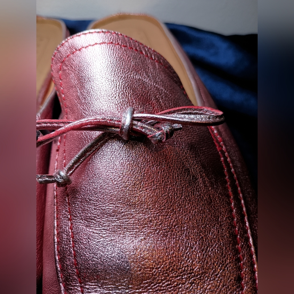 Italian Pink Metallic Leather Loafer Slides – EU 39 (US 8.5) - Picture 11 of 12